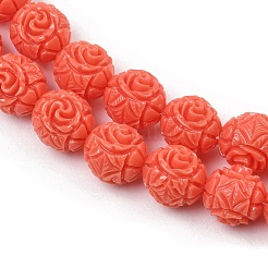 Dyed Synthetic Coral Carved Beads Strands&nbsp;GG-CBA1CDD-04B
