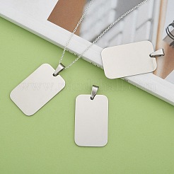 変色防止長方形タグペンダント  ステンレスペンダント201個  ステンレス鋼色  40x25x1.5mm  穴：4~5.5x8.5~10mm&nbsp;LS-STAS-H061-04