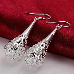中空ティアドロップ合金ダングルイヤリング  プラチナ  45x13mm&nbsp;FS-WGBABE9-01