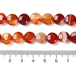 天然石赤瑪瑙ビーズ連売り  ファセットコインビーズ  フラットラウンド  染め  10~10.5x4.5~5.5mm  穴：1.2mm  約20個/連  7.80インチ（19.8cm）&nbsp;G-K357-B02-01