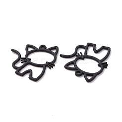 スプレープリント合金ペンダント  猫  ブラック  27x24x1mm  穴：1.6mm&nbsp;FIND-G030-13