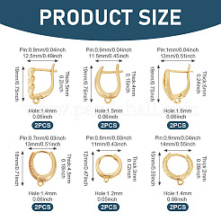 12Pcs 6 Styles Brass Hoop Earring Findings&nbsp;KK-TA0002-88