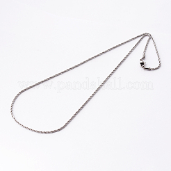 変色しにくい304ステンレススチールロープチェーンネックレス  カニカン付き  ステンレス鋼色  20.3インチ（51.6cm）&nbsp;STAS-O056-D-10
