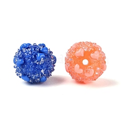 不透明アクリルと透明樹脂のラインストーンビーズ  ハート柄とrondelle  ミックスカラー  20~21.5x18.5~19.5mm  穴：2.5mm&nbsp;SACR-Q005-02B