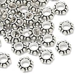 合金ビーズスペーサ  カドミウムフリー＆鉛フリー  花  アンティークシルバー  11x4mm  穴：5mm&nbsp;PALLOY-5541-AS-RS