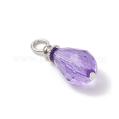鉄製ペンダント付きアクリル  ティアドロップ  多面カット  ミックスカラー  19.5x7.5~8mm  穴：2~3mm&nbsp;PALLOY-JF03685