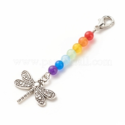 Chakra Theme Natural & Dyed Malaysia Jade Beaded Pendant Decorations&nbsp;HJEW-JM00641-05