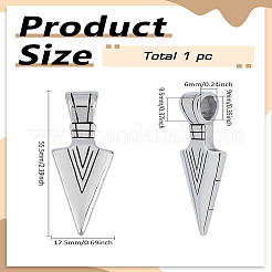 1個の三角振り子304ステンレススチールビッグペンダント  アンティークシルバー  55.5x17.5x9.5mm  穴：9x6mm&nbsp;STAS-LP0002-75