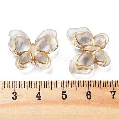 メタル入り透明アクリルビーズ  黄金メッキ  蝶  透明  17.5x21x6mm  穴：2mm  約454個/500g&nbsp;MACR-M045-01