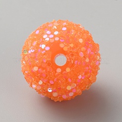 不透明なアクリルグリッタービーズ  ラウンド  ライトサーモン  20~20.5x18.5~19.5mm  穴：2.5mm&nbsp;FIND-CJC0010-111A-07