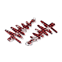 PUレザービッグペンダント  クリスマステーマ  ファイヤーブリック  クリスマスツリー  63.5x39x2mm  穴：5mm&nbsp;FIND-N005-73C-02