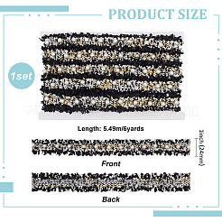 6ヤードのコットンレースリボン  プラスチックパールラウンドビーズ付き  服飾材料  ブラック  1インチ（24mm）&nbsp;DIY-WH0632-71A
