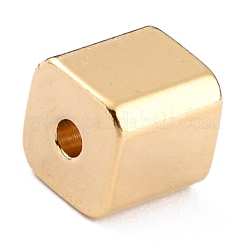 真鍮ビーズ  カドミウムフリー＆鉛フリー  長持ちメッキ  キューブ  24KGP本金メッキ  5x5x5mm  穴：1.2mm&nbsp;KK-O133-309A-G