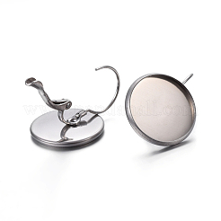 Tarnish Resistant 304 Stainless Steel Leverback Earring Settings&nbsp;STAS-F191-03P-16mm
