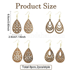 8 Pairs 4 Style 304 Stainless Steel Dangle Earrings&nbsp;EJEW-YW00002