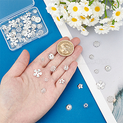 64 個 8 スタイル真鍮ビーズキャップ  花  925銀メッキ  7~13x0.5~3.5mm  穴：1~1.5mm  8個/スタイル&nbsp;KK-PH0014-55