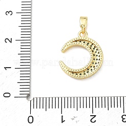 真鍮製ラインストーンペンダント  三日月チャーム  ゴールドカラー  17x14x2.5mm  穴：2x4mm&nbsp;RB-CBACCCF-01G