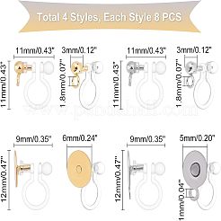 32Pcs 4 Style 304 Stainless Steel & Plastic Clip-on Earring Findings&nbsp;STAS-UN0037-98