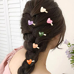 12色の鉄製ワニ口ヘアクリップ6個  樹脂と  ハート  ミックスカラー  24x38x15mm  2個/カラー&nbsp;PHAR-HY0001-08