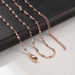 女性用真鍮ダップチェーンネックレス  304ステンレススチール製カニカン付き  ラックめっき  鉛フリー＆カドミウムフリー  長持ちメッキ  ローズゴールド  17.56インチ（44.6cm）&nbsp;NJEW-D302-23RG