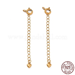 スターリングシルバーチェーンエクステンダー925個  引き輪とチャーム付き  ハート  アンティーク黄金  60x5.7mm  穴：1.5mm&nbsp;STER-D036-27AG