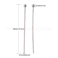 変色しにくい304ステンレススチール製ボールヘッドピン  ステンレス鋼色  35mm  ピン：0.7mm  21ゲージ  ヘッド：2mm&nbsp;STAS-D448-025P