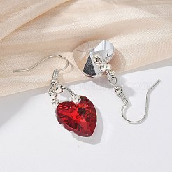 Heart Glass Dangle Earrings&nbsp;X-EJEW-JE01737