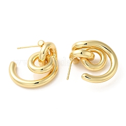 Brass Rings Dangle Stud Earrings&nbsp;EJEW-G382-02G