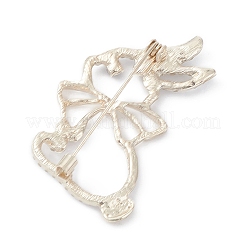 ラインストーン中空ウサギのブローチ  女性用合金動物バッジ  ライトゴールド  47x29.5x10mm&nbsp;JEWB-M027-02LG