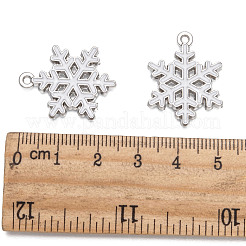 雪の結晶合金エナメルチャーム  プラチナ  ホワイト  25x19x2mm  穴：2mm&nbsp;ENAM-R041-34