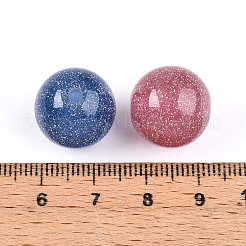 オペーク樹脂ビーズ  ラウンド  グリッターパウダー付き  ミックスカラー  15.5~16mm  穴：2~2.5mm&nbsp;X-RESI-N042-16mm-15
