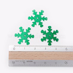 オーナメントアクセサリープラスチック製スパンコール/スパンコールビーズ  スノーフレーク  グリーン  19x17x0.1mm  穴：1.4mm&nbsp;PVC-E001-04-YD01