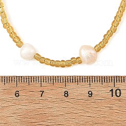 ジャガイモ、天然養殖淡水真珠、ガラスシードビーズを使用したビーズネックレス  ゴールドカラー  ゴールド  16.54インチ（42cm）&nbsp;NJEW-JN06684