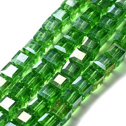 電気メッキガラスビーズセット  ABカラーメッキ  多面カット  キューブ  ミックスカラー  8x8x8mm  穴：1mm  約72個/連  21.6インチ&nbsp;EGLA-R030-8x8mm-M