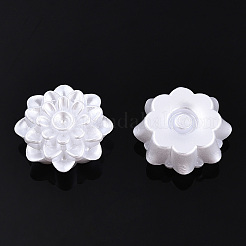 ABSプラスチックパール調カボション  花  ホワイト  20x20x8mm  約200個/袋&nbsp;SACR-T015-11-01