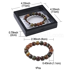 女性用菩提樹コラムビーズストレッチブレスレット  サドルブラウン  内径：2-3/8インチ（6cm）  1個/セット&nbsp;BJEW-YW0001-04B