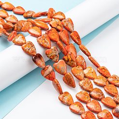 天然のジャスパービーズ連売り  染め  ハート  オレンジ  19~20x15~16x5~6mm  穴：1.2mm  約20個/連  13.98''（35.5センチメートル）&nbsp;G-C074-04G