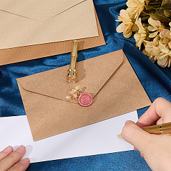 1Pc Golden Tone Brass Wax Seal Stamp Head with Bamboo Stick Shaped Handle&nbsp;STAM-CP0001-04H