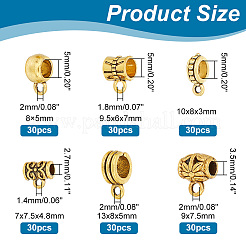 180Pcs 6 Style Tibetan Style Alloy Tube Bails&nbsp;FIND-HY0002-02
