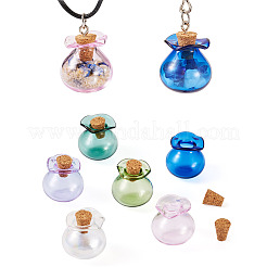 6Pcs 6 Colors Lucky Bag Shape Glass Cork Bottles Ornament&nbsp;AJEW-TA0001-73