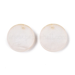 不透明樹脂ペンダント  ラウンド  ホワイト  18.5x3.5mm  穴：2mm&nbsp;RESI-T058-03H