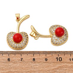 Brass Micro Pave Cubic Zirconia Pendants&nbsp;KK-D390-14G