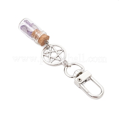 7 Chakra Natural Lapis Lazuli & Amazonite & Amethyst & Citrine & Green Aventurine & Rose Quartz & Red Aventurine Chips inside Glass Wishing Bottles Pendant Decorations&nbsp;HJEW-JM03152