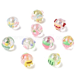 10個 10スタイル DIY 手作り透明アクリルエナメルビーズ  手描きのビーズ  ラウンド  ミックスカラー  18x15mm  穴：2.5~3mm  1個/スタイル&nbsp;MACR-FS0002-41