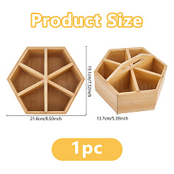 回転式竹ペンホルダー  六角  バリーウッド  216x191x137mm  内径：95x80mm&nbsp;AJEW-WH0709-256
