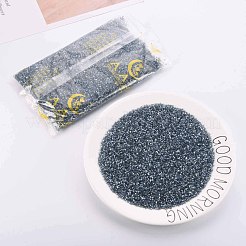 ガラス竹ビーズ  透明色光沢  スレートブルー  2.5~3x2mm  穴：0.9mm  約15000個/ポンド&nbsp;SEED-S032-11A-112