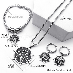 304 Stainless Steel Charms Bracelets & Hoop Earrings & Pendant Necklaces Sets&nbsp;FS-WG39A04-01