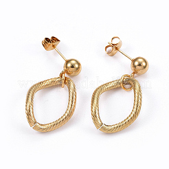 (ジュエリーパーティー工場セール)304ステンレススチールスタッドピアス＆ネックレスジュエリーセット  アクリルビーズで  ゴールドカラー  20インチ〜20.3インチ（51~51.5cm）  31mm  ピン：0.7mm&nbsp;SJEW-L133-08G