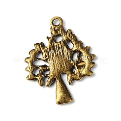 チベット風チャーム  鉛フリーとニッケルフリー  ツリー  アンティークブロンズ  28x24x1.8mm  穴：2mm&nbsp;TIBEP-A13000-AB-FF