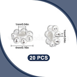 20 個 925 スターリングシルバービーズ  粒状ビーズ  銀  4x1mm  穴：1mm&nbsp;STER-DR0001-24